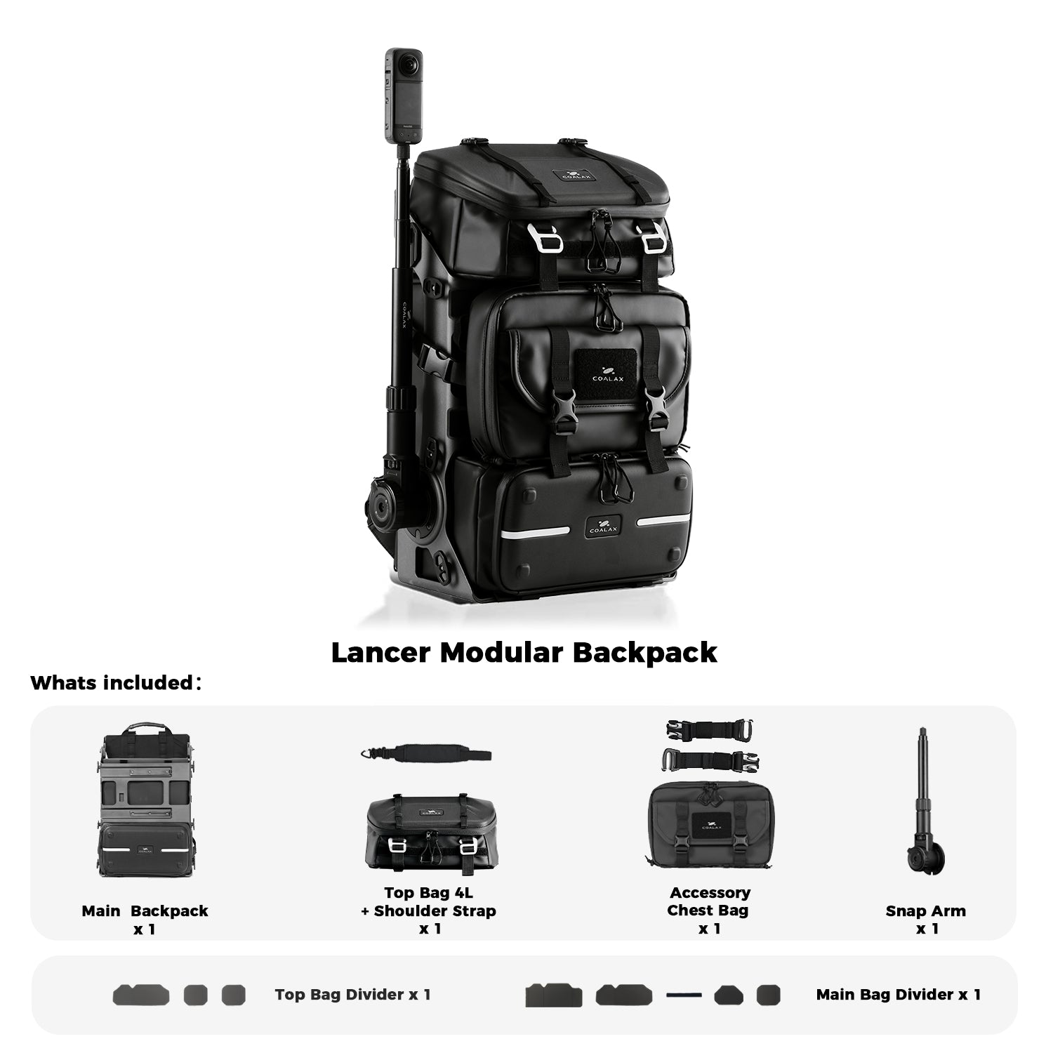 Coalax official Lancer Modular Backpack product and module illustration